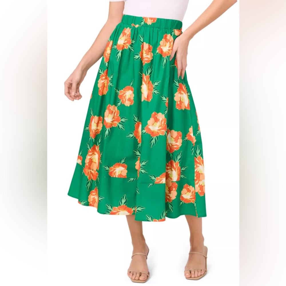 CeCe Floral Skirt Set~peony blooms~Peach Rust - Picture 4 of 9